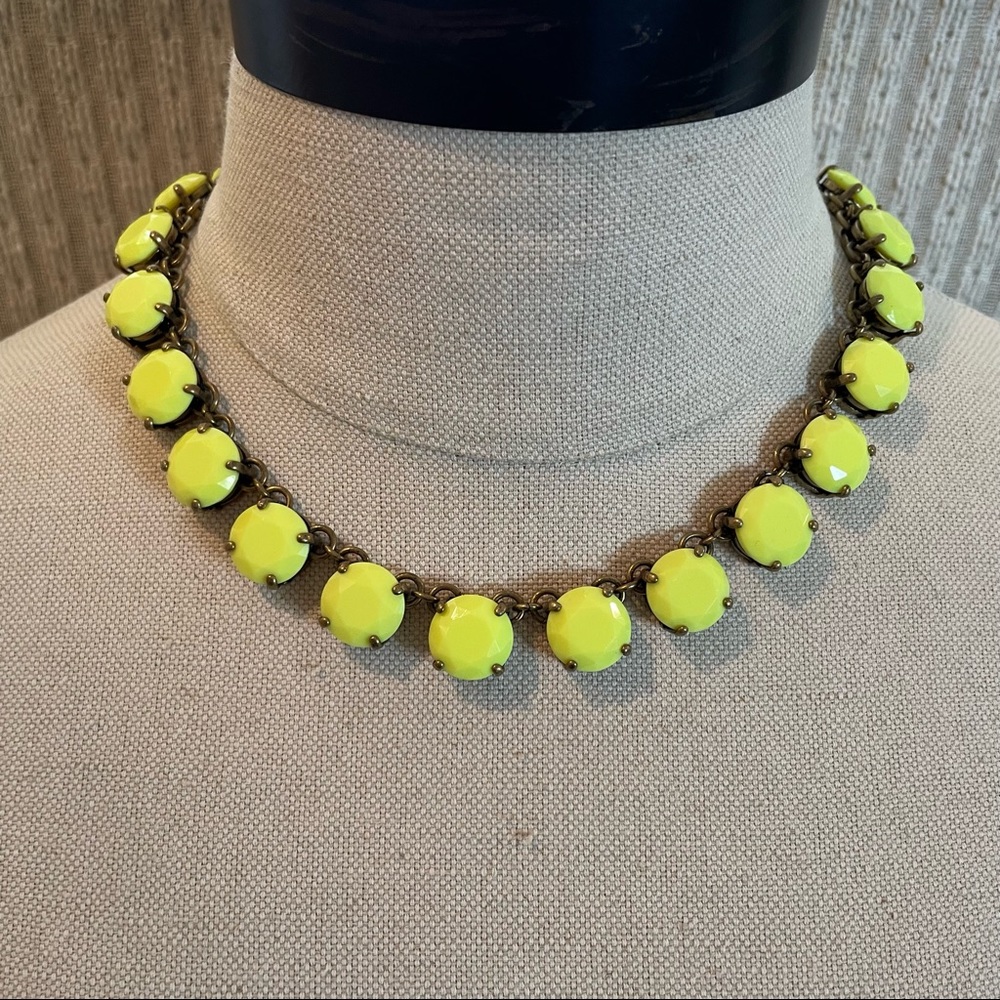 J Crew Neon Yellow Stone Collar Necklace